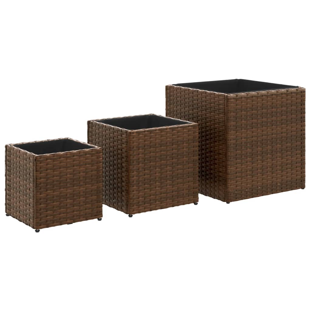 VidaXL Pflanzgefäße 3 Stk. Polyrattan braun