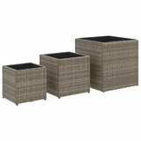 Vidaxl Planters 3 st poly rattan gray