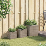 VidaXL Pflanzgefäße 3 Stk. Polyrattan grau
