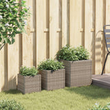 Vidaxl Planters 3 st poly rattan gray