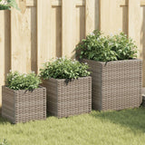 VidaXL Pflanzgefäße 3 Stk. Polyrattan grau
