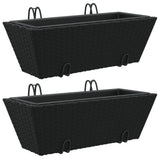 VidaXL Pflanzgefäße 2 Stk. mit Haken Poly Rattan schwarz