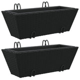 Vidaxl Planters 2 Sts med kroker Poly Rattan Black