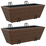 Vidaxl Planters 2 St s kljukicami Poly Rattan Brown