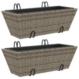 VidaXL Pflanzgefäße 2 Stk. mit Haken Poly Rattan Grau