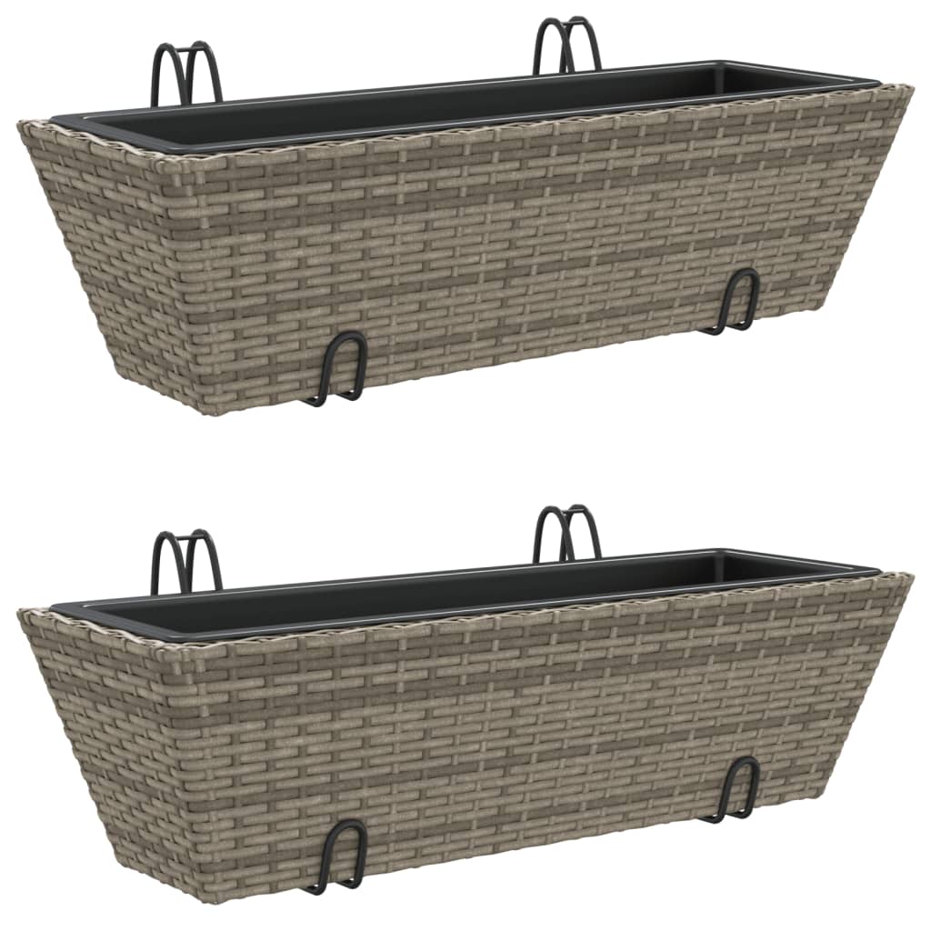 Vidaxl Planters 2 St med kroker Poly Rattan Grey