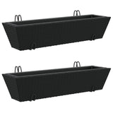 Vidaxl Planters 2 sts with hooks Poly Rattan Black