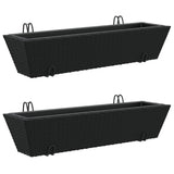 VidaXL Pflanzgefäße 2 Stk. mit Haken Poly Rattan schwarz