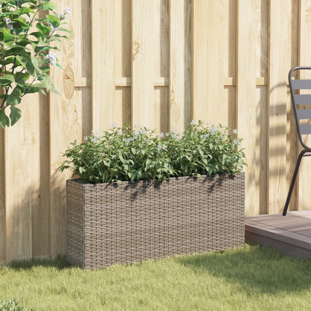 Scatola di pianificazione Vidaxl con 2 pentole 90x20x40 cm poli rattan grigio