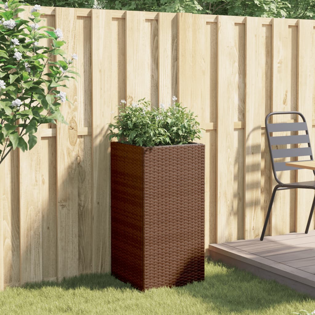 Vidaxl plantenbak 40x40x80 cm poly rattan bruin