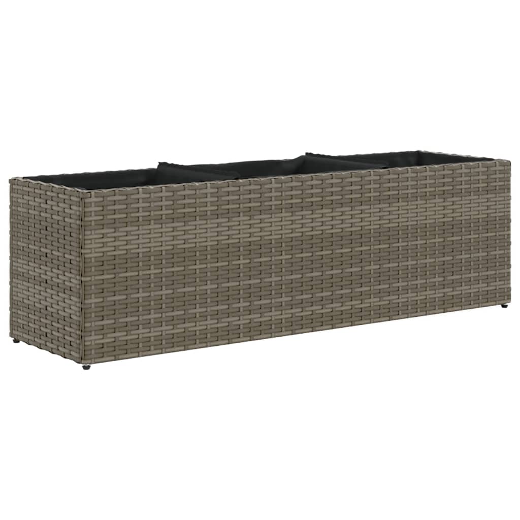 VidaXL Pflanzgefäß mit 3 Töpfen 105x30x32 cm Polyrattan grau
