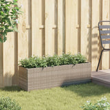 VIDAXL -Pflanzer mit 3 Pots 105x30x32 cm Poly Rattan Grau