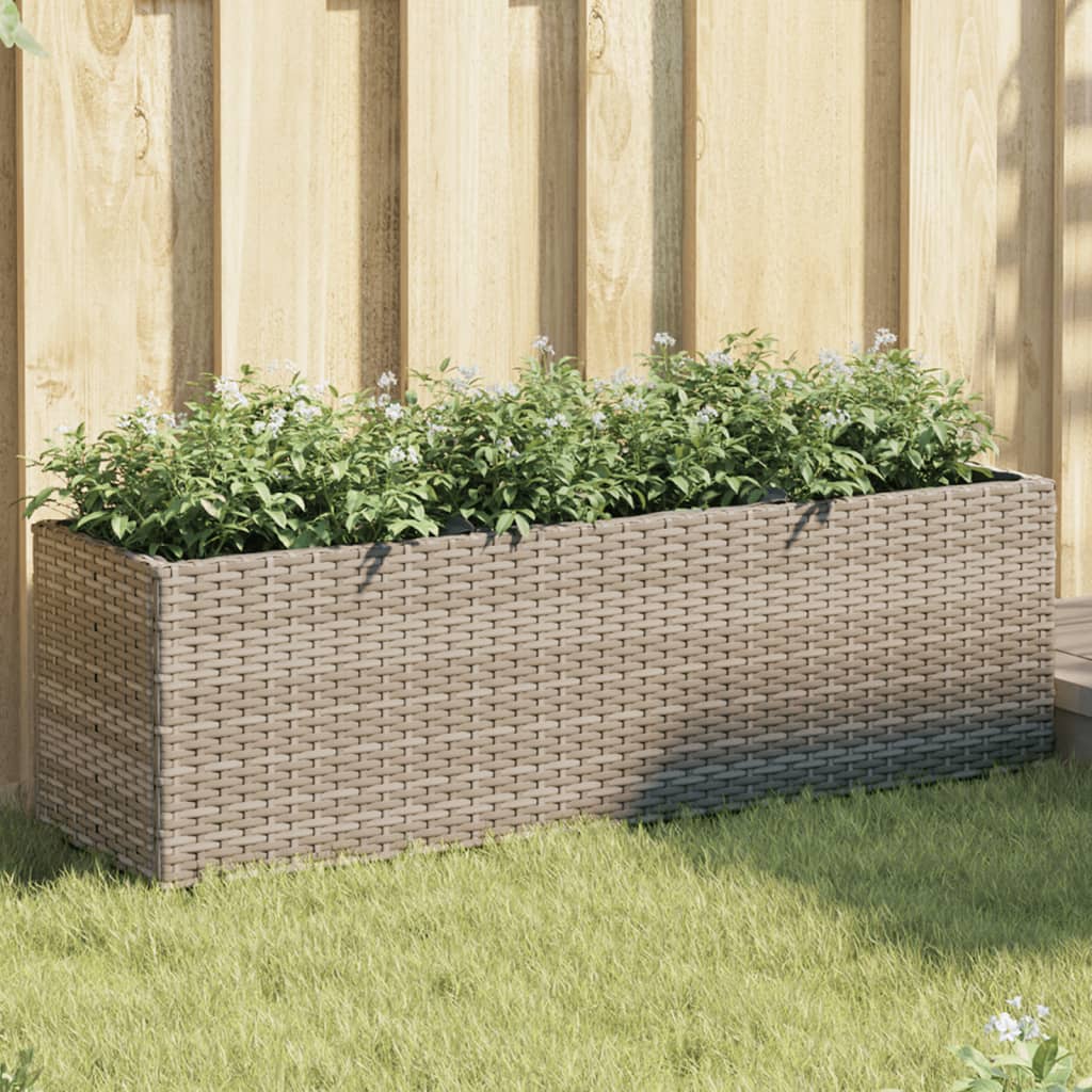 VidaXL Pflanzgefäß mit 3 Töpfen 105x30x32 cm Polyrattan grau