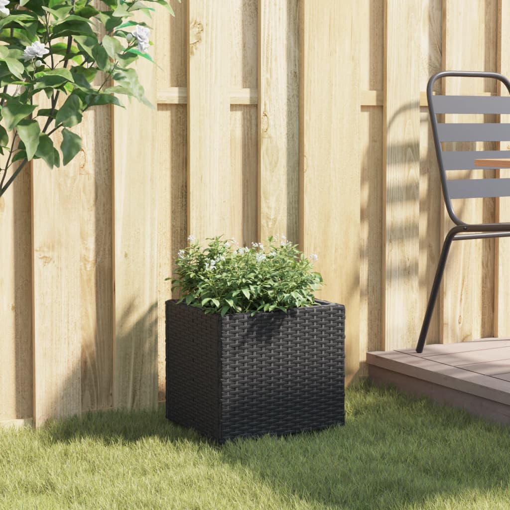 Vidaxl Planungskëscht 36x30x32 cm Poly Rattan schwaarz