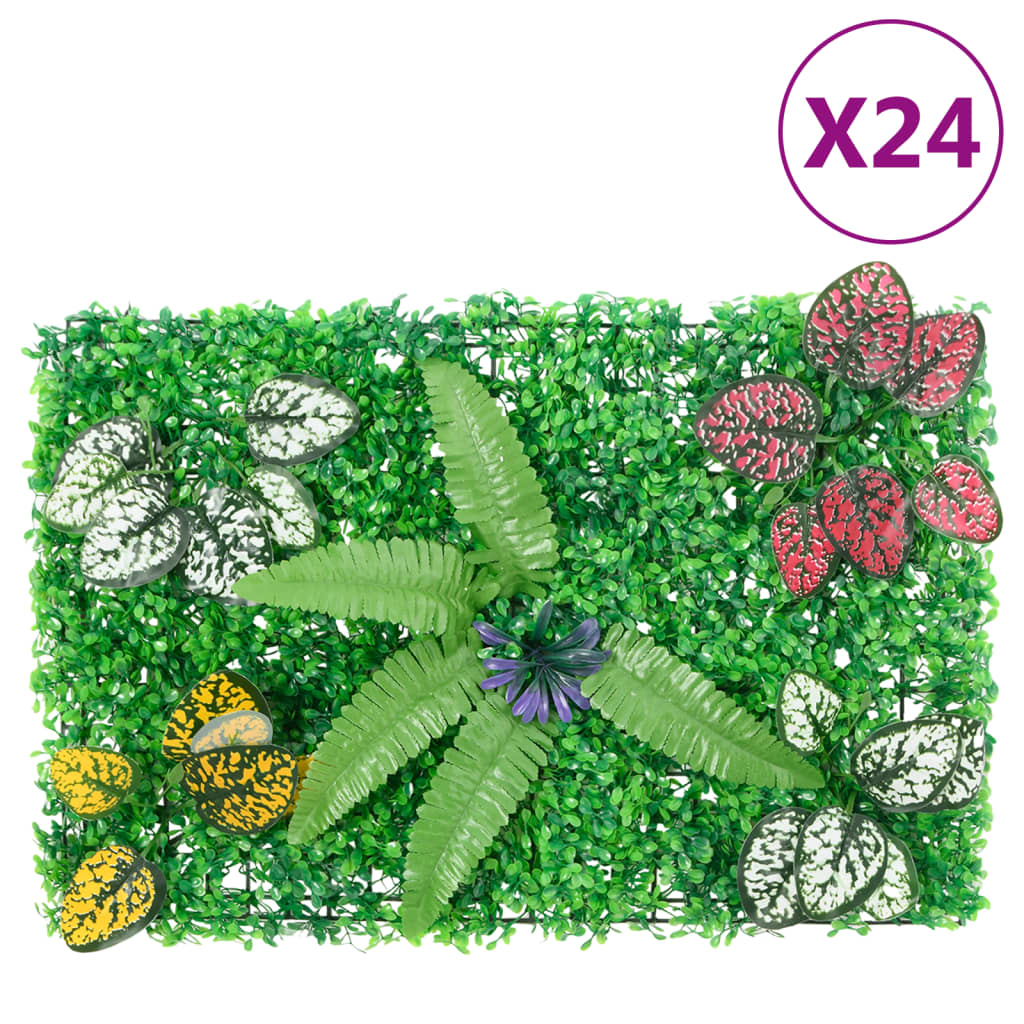 Clôture vidaxl avec plantes artificielles 24 st 40x60 cm vert