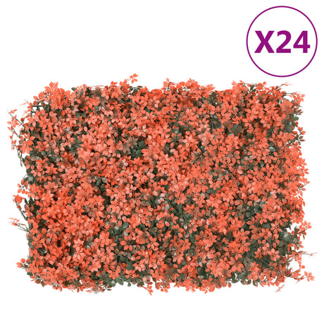 Vidaxxl Zaun mit künstlichem Ahornblatt 24 Stück 40x60 cm hellrot