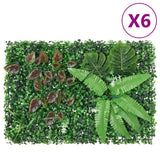 Vidaxxl Zaun mit Kunstpflanzen 6 Stück 40x60 cm grün