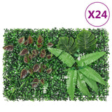 Clôture vidaxl avec plantes artificielles 24 st 40x60 cm vert