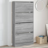 Gabinete de zapatos Vidaxl con 4 cajones plegables 80x21x163.5 cm Sonoma gris