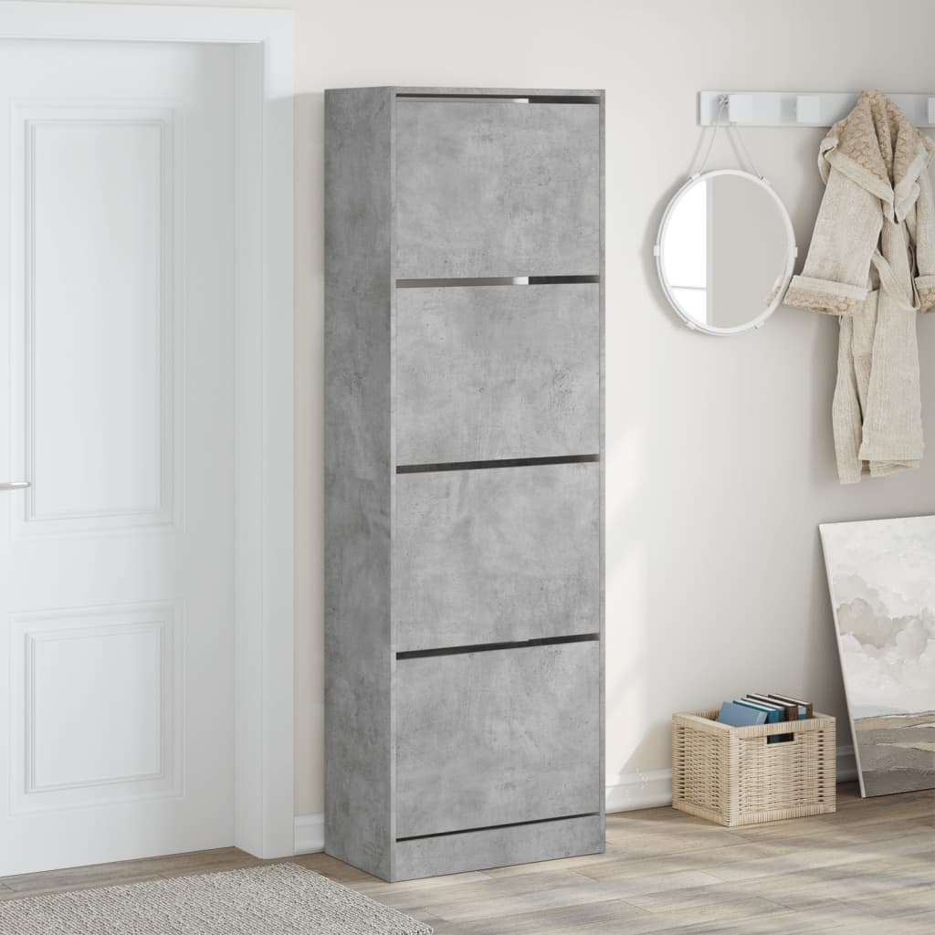 Vidaxl shoe cabinet with 4 folding drawers 60x34x187.5 cm concrete price