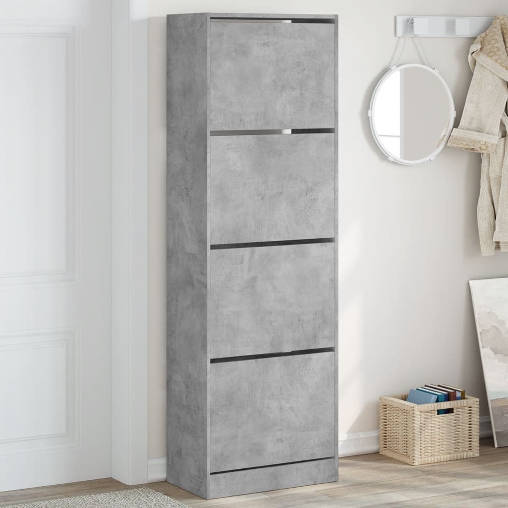 Armoire à chaussures Vidaxl avec 4 tiroirs pliants 60x34x187,5 cm Prix de béton