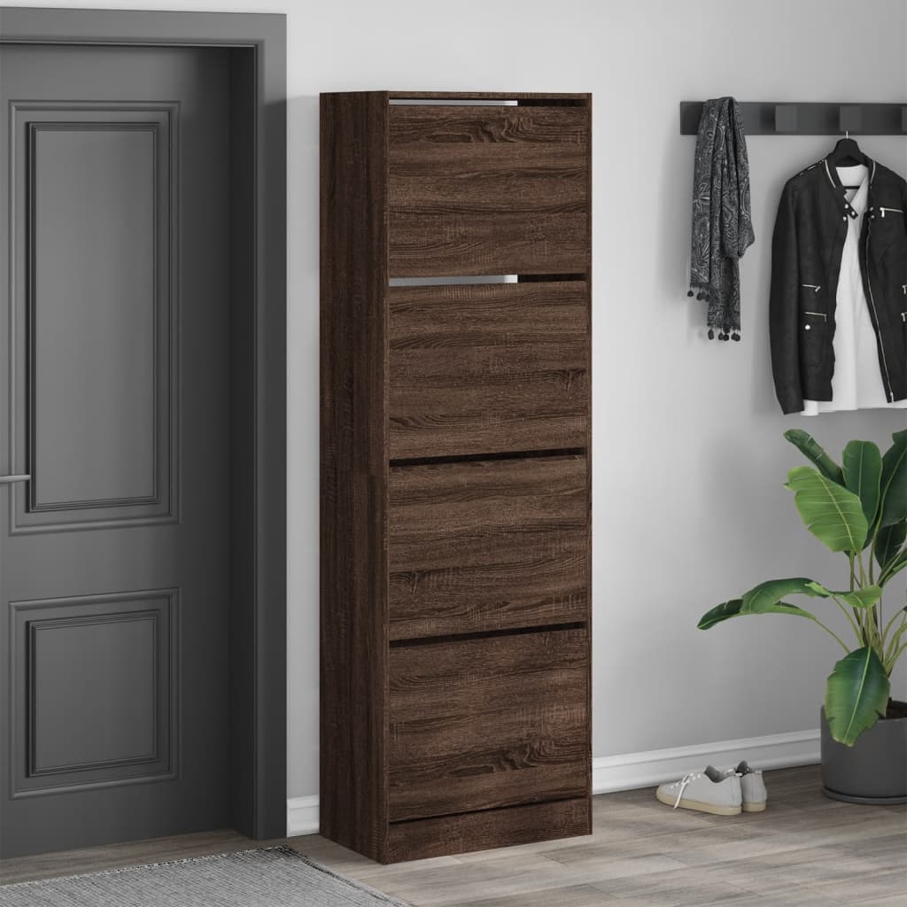 VidaXL shoe cabinet with 4 folding drawers 60x34x187.5 cm brown oak color