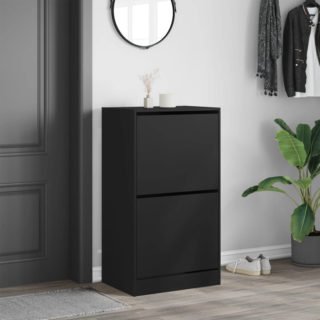 VidaXL shoe cabinet with 2 folding drawers 60x42x108 cm black