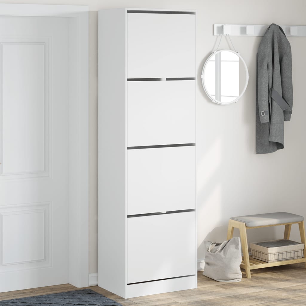 VidaXL shoe cabinet with 4 folding drawers 60x42x204 cm white