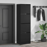 Armoire à chaussures Vidaxl avec 4 tiroirs pliants 60x42x204 cm noir