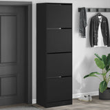 VidaXL shoe cabinet with 4 folding drawers 60x42x204 cm black