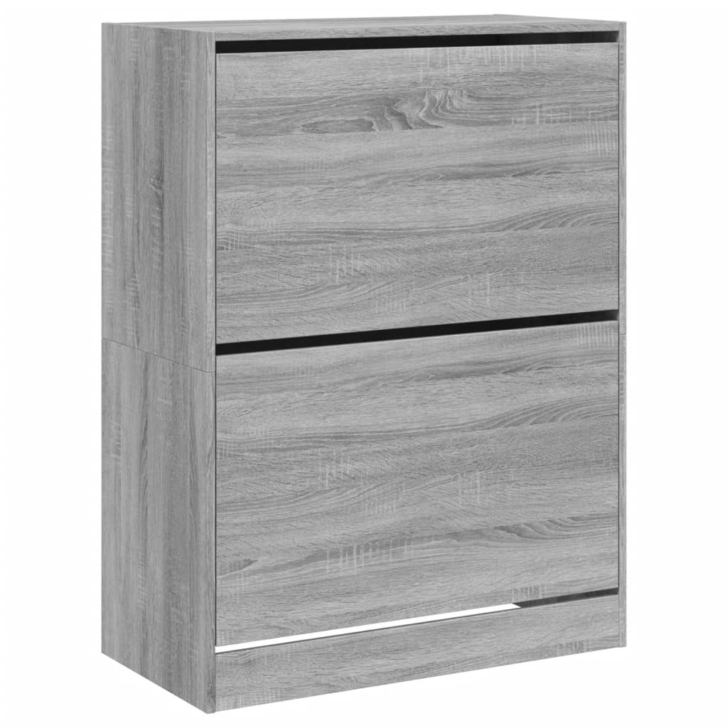 Armoire à chaussures Vidaxl avec 2 tiroirs pliants 80x42x108 cm Gray Sonoma