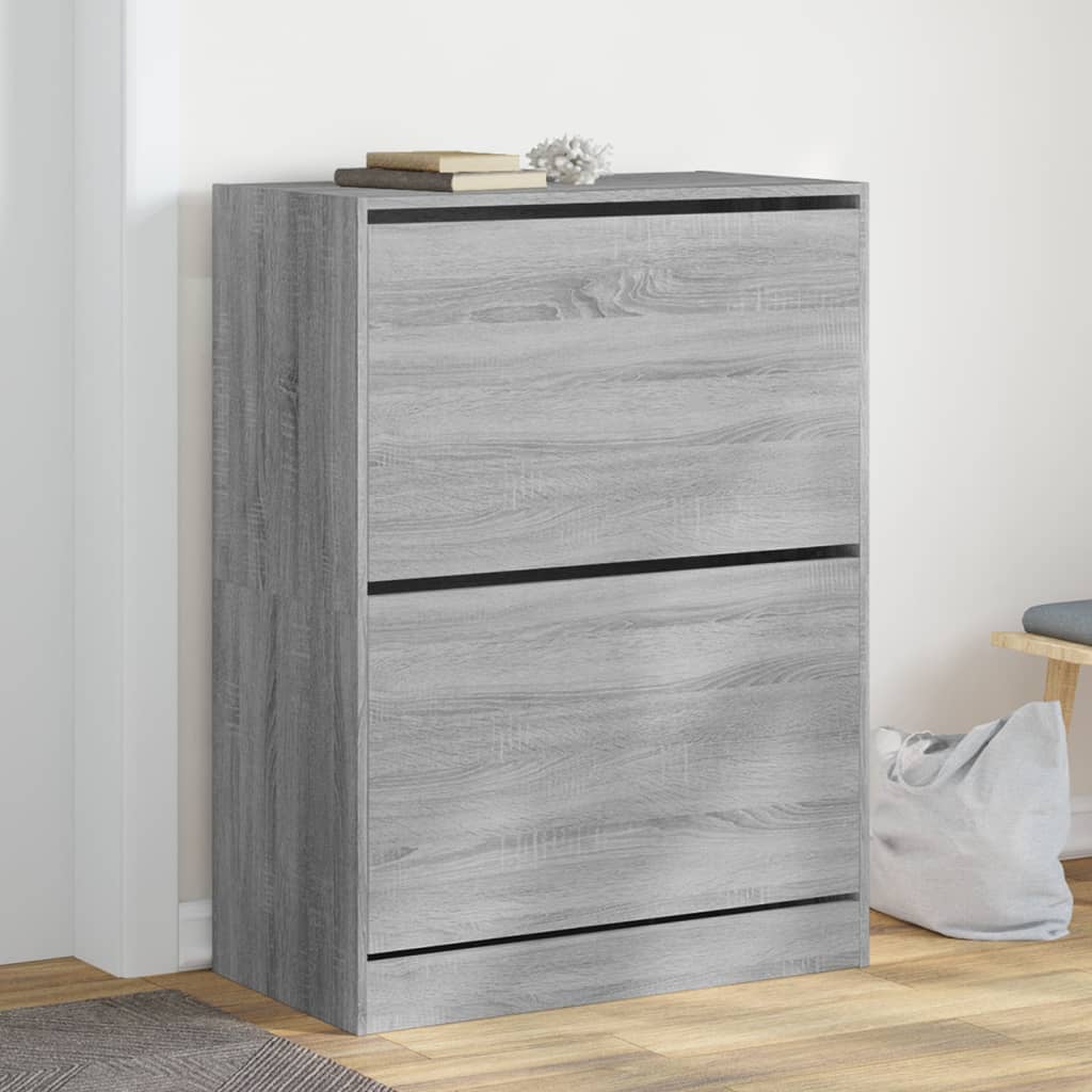 Armoire à chaussures Vidaxl avec 2 tiroirs pliants 80x42x108 cm Gray Sonoma