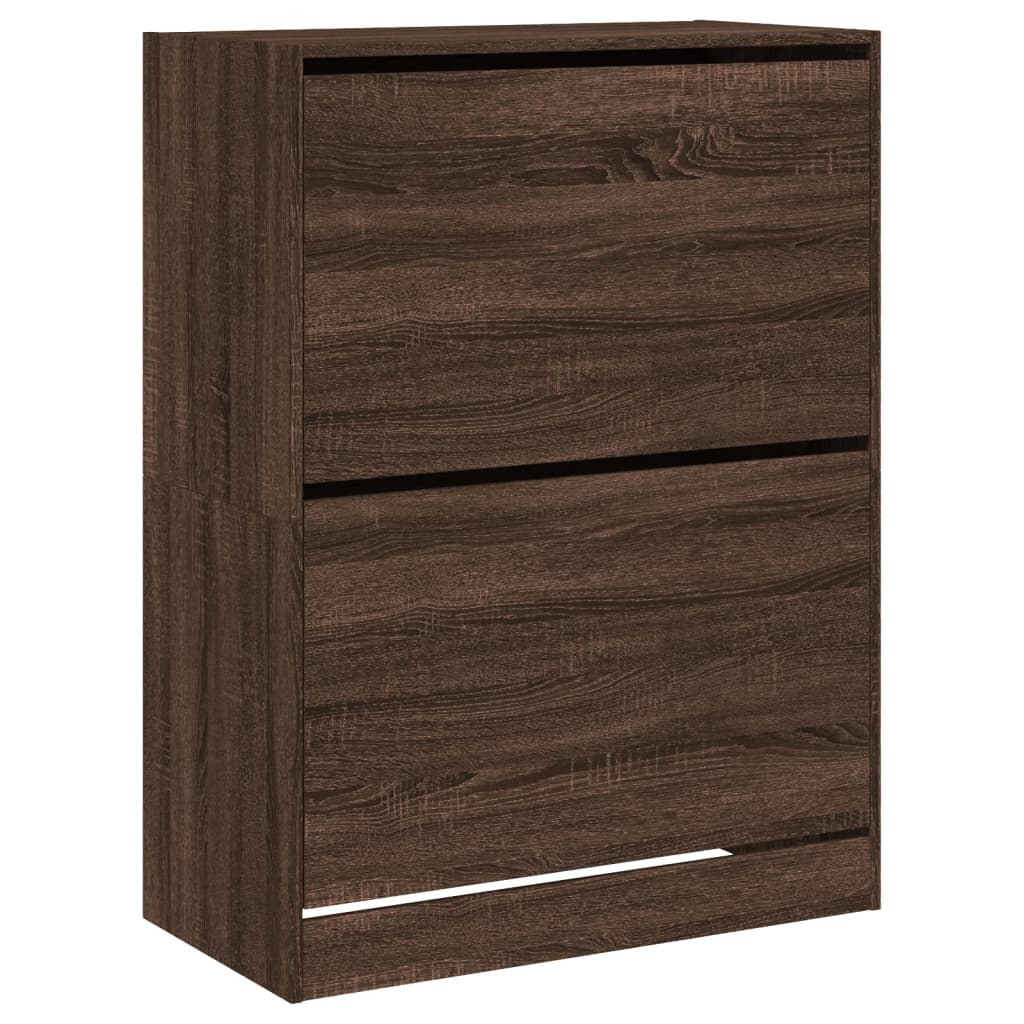 Armoire à chaussures Vidaxl avec 2 tiroirs pliants 80x42x108 cm Couleur de chêne brun