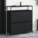 VidaXL shoe cabinet with 4 folding drawers 100x34x112 cm black