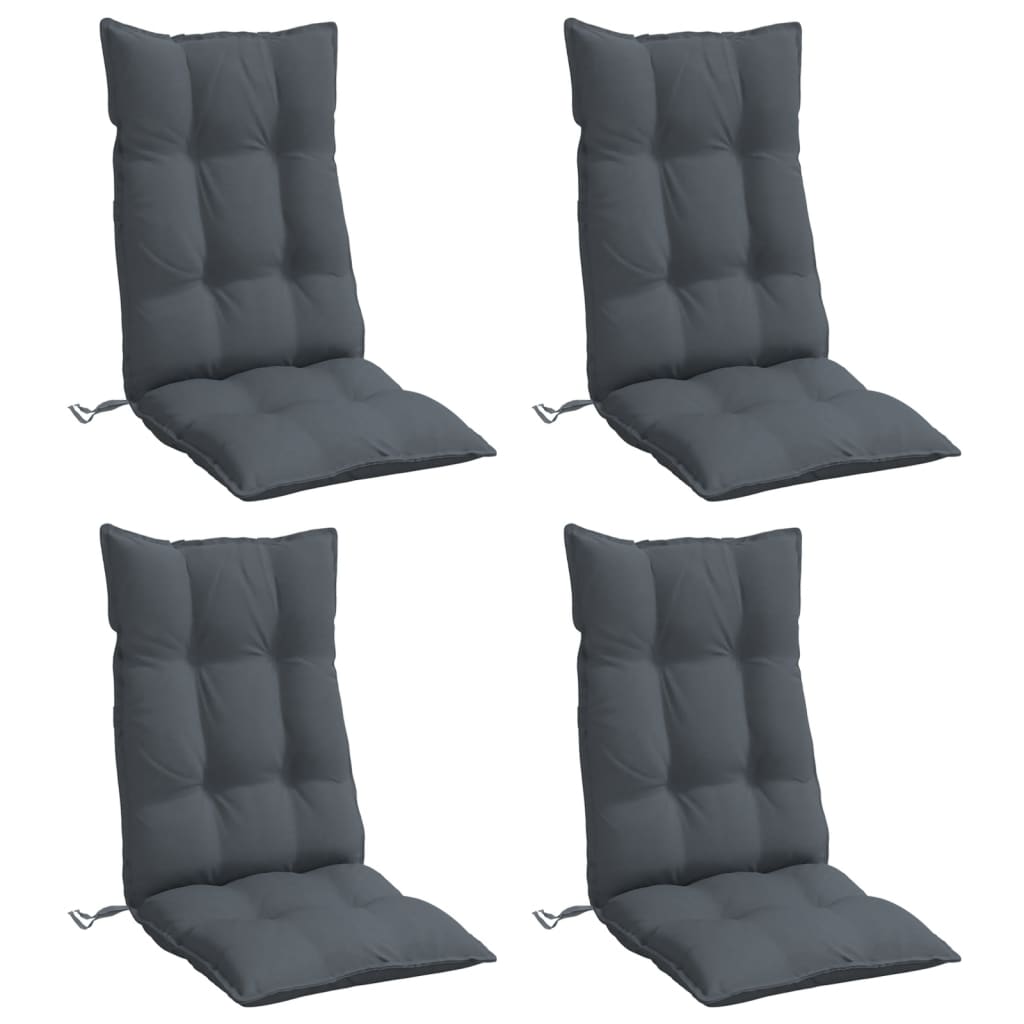 VidaXL Stuhlkissen 4 Stück Oxford-Stoff mit hoher Rückenlehne Anthrazit