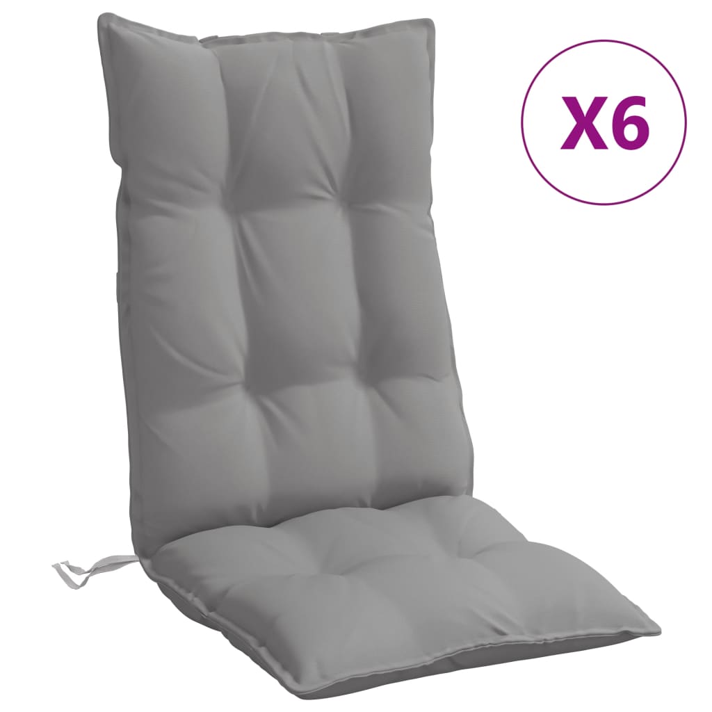 VidaXL Stuhlkissen 6 Stück Oxford-Stoff mit hoher Rückenlehne grau