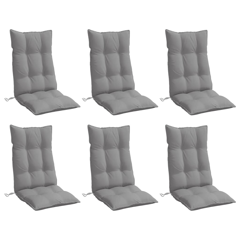 Coussins de chaise vidaxl 6 st haut de dos oxford tissu gris