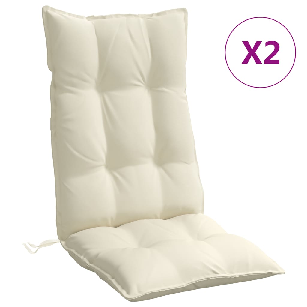 Vidaxl stolputer 2 st High Back Oxford Fabric Crème -farget