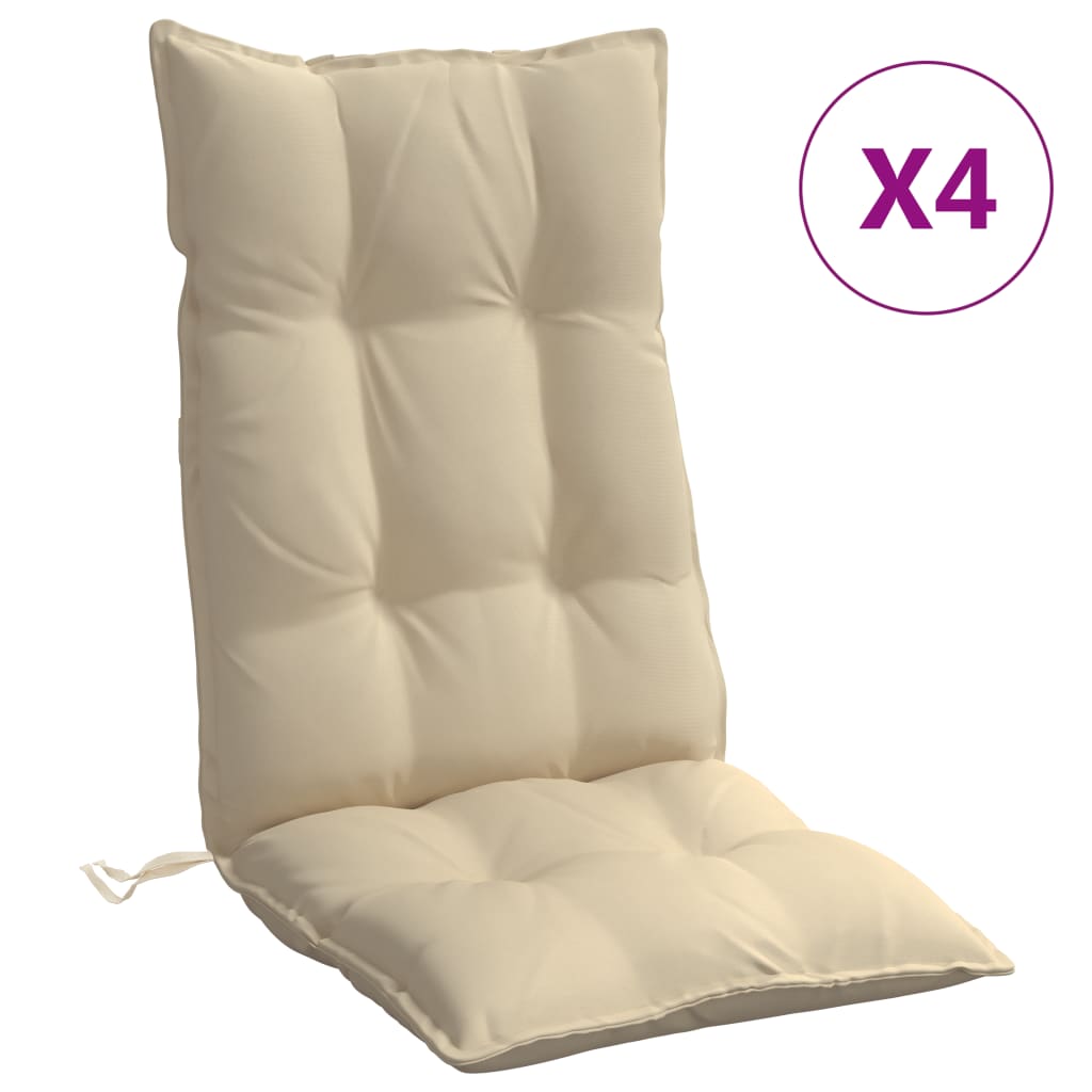 VidaXL Stuhlkissen 4 Stück Oxford-Stoff mit hoher Rückenlehne Beige