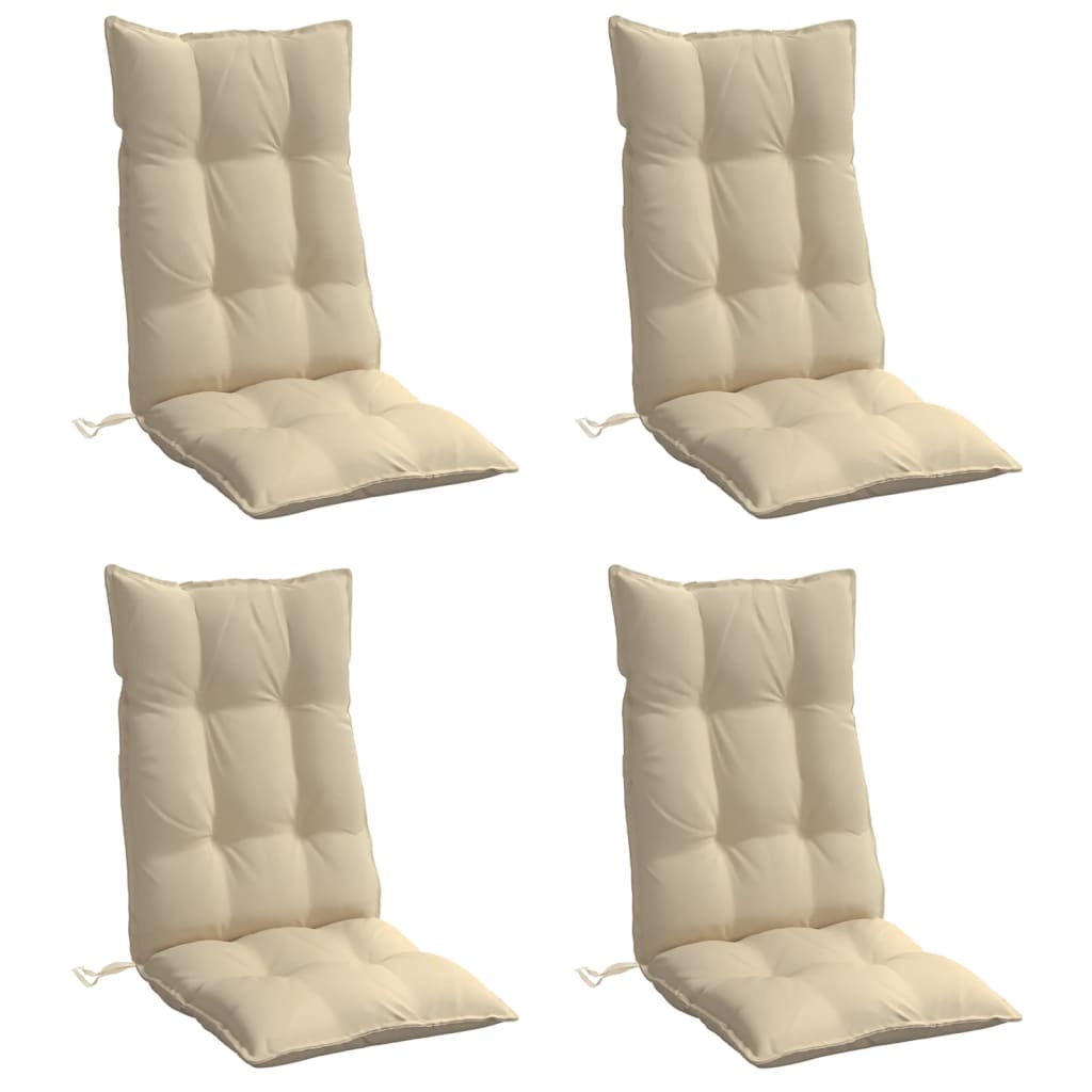VidaXL Stuhlkissen 4 Stück Oxford-Stoff mit hoher Rückenlehne Beige