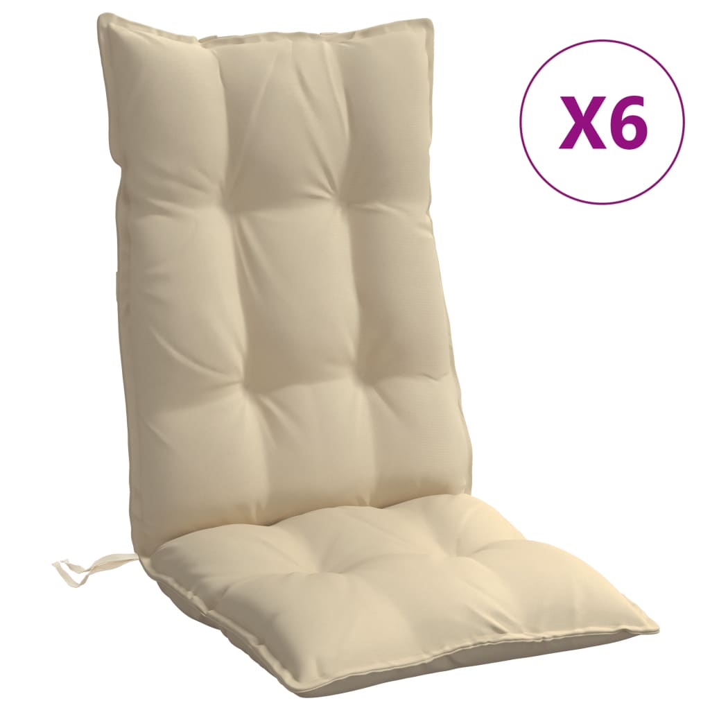 VidaXL Stuhlkissen 6 Stück Oxford-Stoff mit hoher Rückenlehne Beige