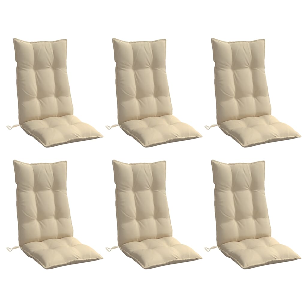 VidaXL Stuhlkissen 6 Stück Oxford-Stoff mit hoher Rückenlehne Beige