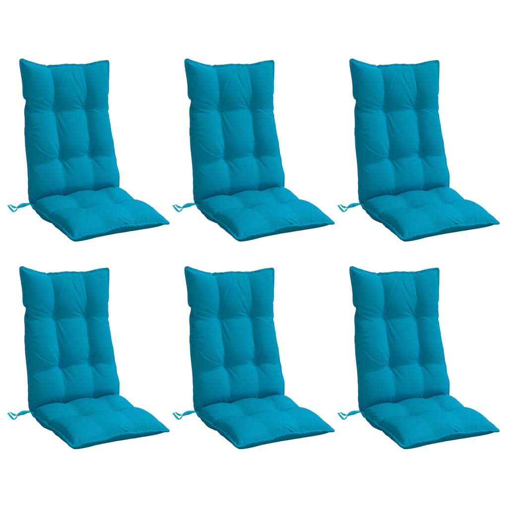 Cojines de silla Vidaxl 6 st de alto oxford tela azul de oxford