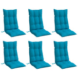 Cojines de silla Vidaxl 6 st de alto oxford tela azul de oxford