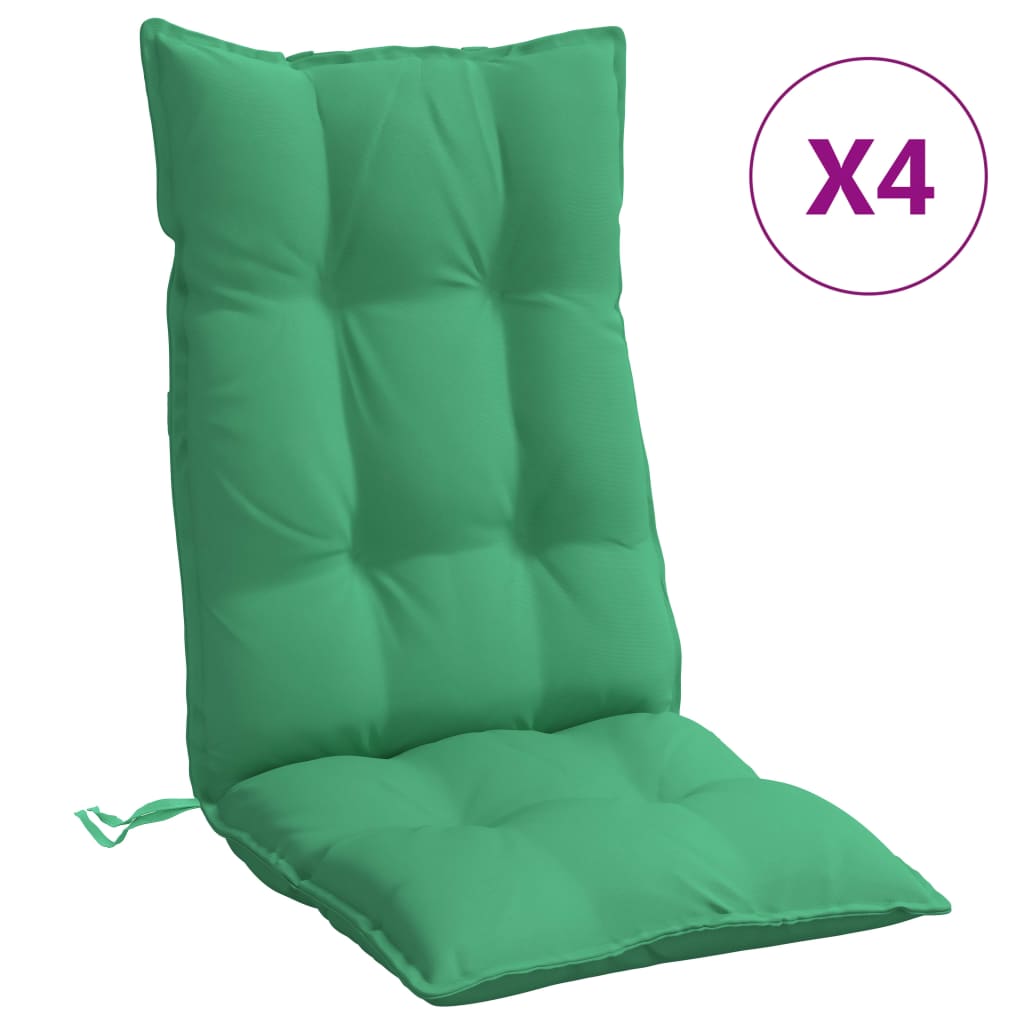 Cojines de silla de Vidaxl 4 st de alto oxford tela verde