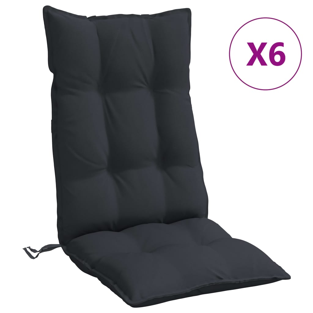 Cojines de silla Vidaxl 6 st de alto oxford tela negro