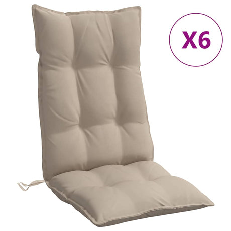 VidaXL Stuhlkissen 6 Stück, hohe Rückenlehne, Oxford-Stoff, Taupe