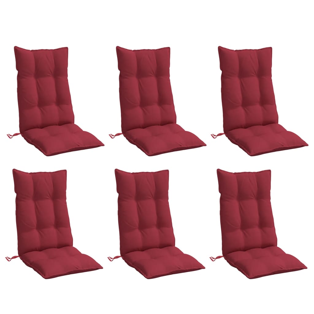 VidaXL chair cushions 6 st high back oxford fabric wine red