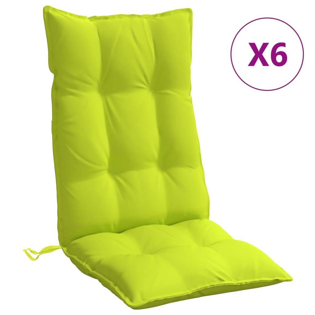 Vidaxl Chair cushions 6 st high back Oxford fabric bright green