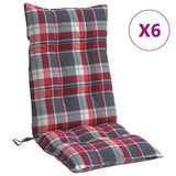 Coussins de chaise vidaxl 6 st dossier haut de dos de diamant motif oxford tissu rouge